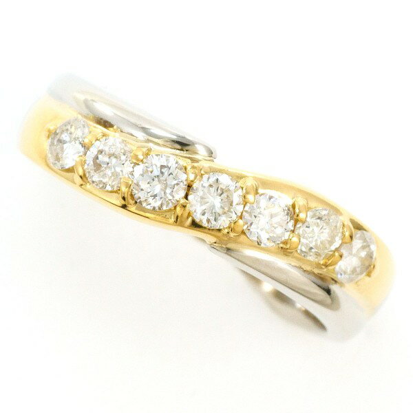 PT900 プラチナ K18YG リング 指輪 12号 ダイヤ 0.5 カード鑑別書 総重量約4.3g ジュエリー 中古 送料無料 新品同様 【中古】 ギフトラッピング無料