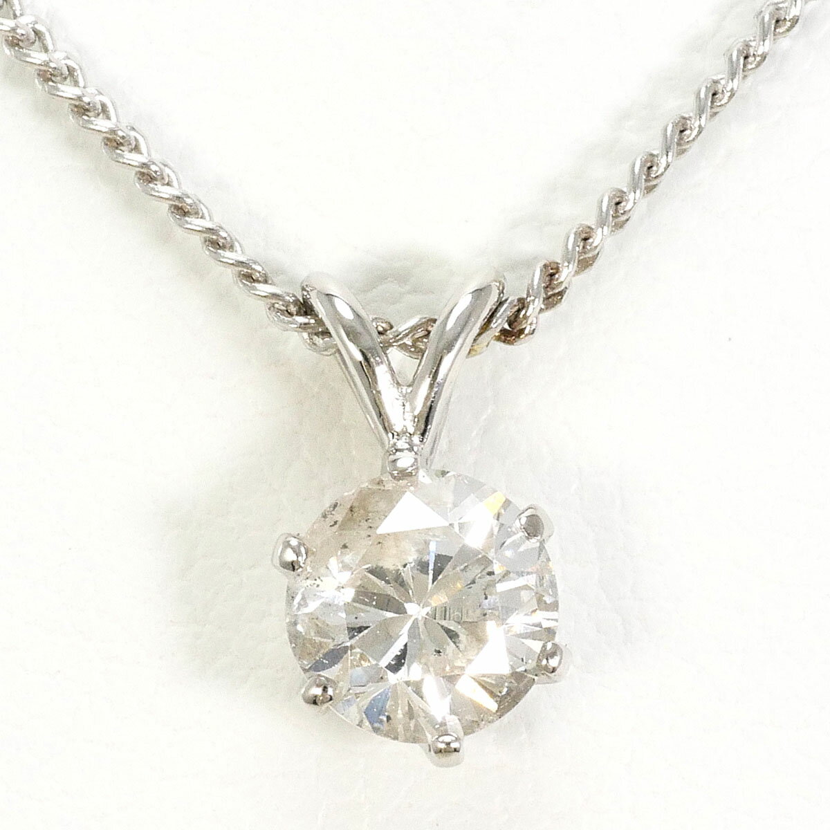 PT900/プラチナ PT850/プラチナ ネックレス ダイヤ 0.66ct I1 鑑定書 総重量約3.5g 約40cm ジュエリー 送料無料 新品同様 【中古】 ギフトラッピング無料
