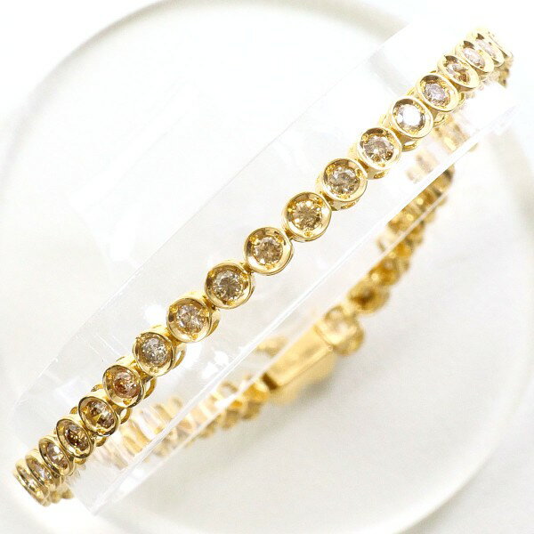 K18 18金 YG イエローゴールド ブレスレット ブラウンダイヤ 2.00 カード鑑別書 総重量約7.8g 約18cm ジュエリー 中古 送料無料 新品同様 【中古】 ギフトラッピング無料(4)