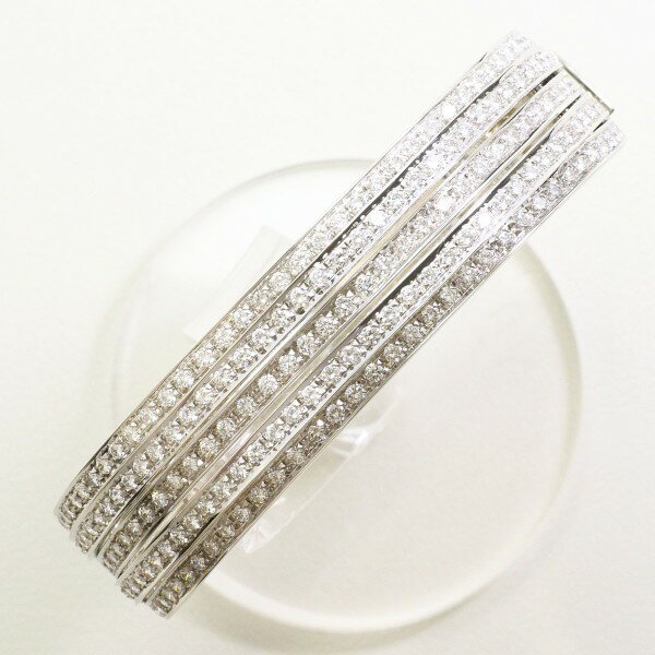 K18 18金 WG ホワイトゴールド バングル ダイヤ 3.44 カード鑑別書 総重量約49.6g 約17cm ジュエリー 中古 送料無料 新品同様 【中古】...