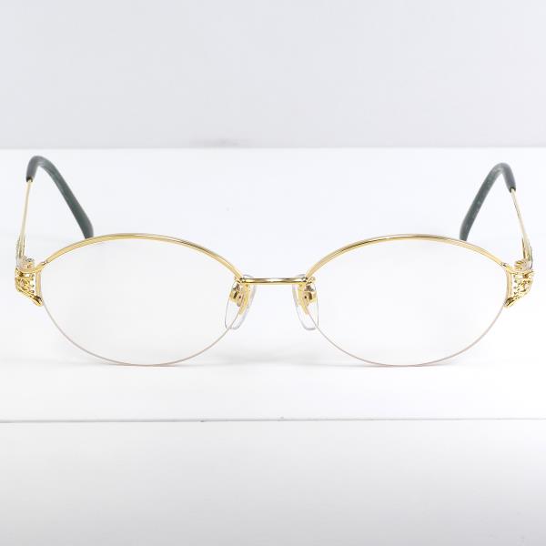 HOYA K18YG エナメル メガネ 眼鏡 ダイヤ レンズ度付き 総重量約29.9g 送料無料 【中古】【あす楽】