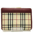 バーバリー Burberry ノバチェック ボルドー がま口 財布 2つ折り財布 レディース 送料無料 【中古】【あす楽】