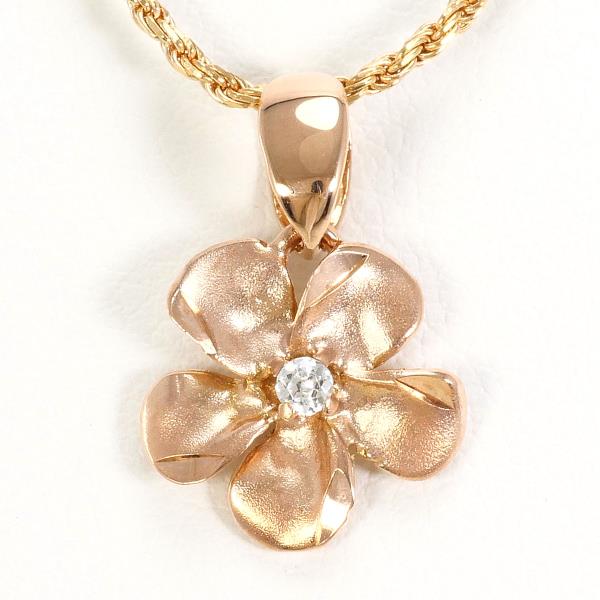 14K PG ネックレス ジルコニア 総重量約3.9g 約40cm ジュエリー 中古 送料無料 新品同様 【中古】 ギフトラッピング無料