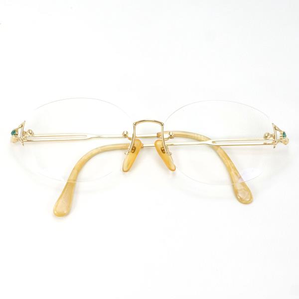 シチズンジュエリー K18YG メガネ 眼鏡 レンズ度付き 天然石 総重量約27.3g 送料無料 【中古】【あす楽】