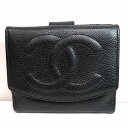 シャネル CHANEL ココマーク Wホック A13496 キャビアスキン 2つ折り財布 レディース 送料無料 【中古】【あす楽】