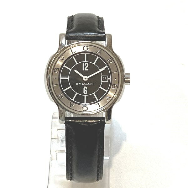 ブルガリ BVLGARI ソロテンポ ST29S クォーツ 革ベルト ブラック デイト 時計 腕時計 レディース 送料無料 【中古】【あす楽】