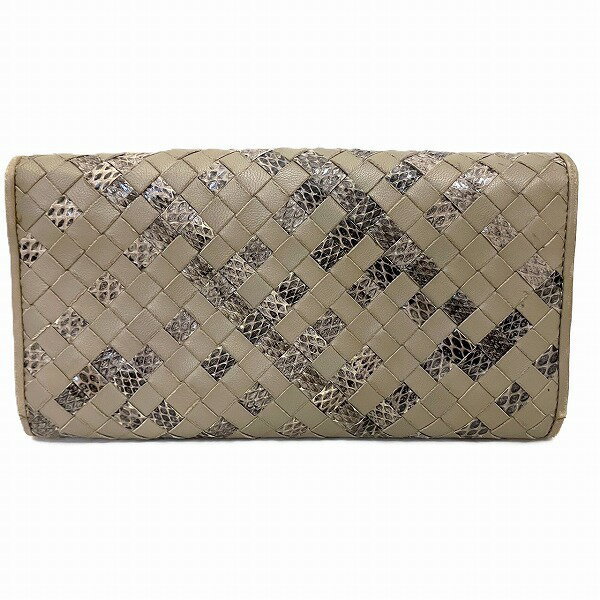 ワンダープライス　楽天市場店のボッテガ・ヴェネタ イントレチャート ヘビ柄 長財布 ユニセックス 送料無料 【中古】｜アングル2