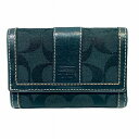 コーチ COACH シグネチャー ブラック 3つ折り財布 レディース 送料無料 【中古】【あす楽】