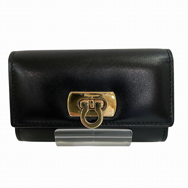 フェラガモ ガンチーニ ブラック レザー 6連 ブランド小物 キーケース レディース 送料無料 【中古】