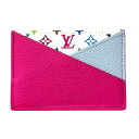 ルイヴィトン Louis Vuitton モノグラム・マルチカラー ポルトカルト クリスクロス 村上隆コラボ M14091 カードケース レディース 小物 送料無料 【中古】