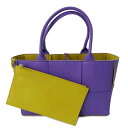 BOTTEGA VENETA ボッテガ ヴェネタ/スモールアルコトート/ラムスキン/パープル×イエロー/652867/ボッテガ/SAランク/84【中古】