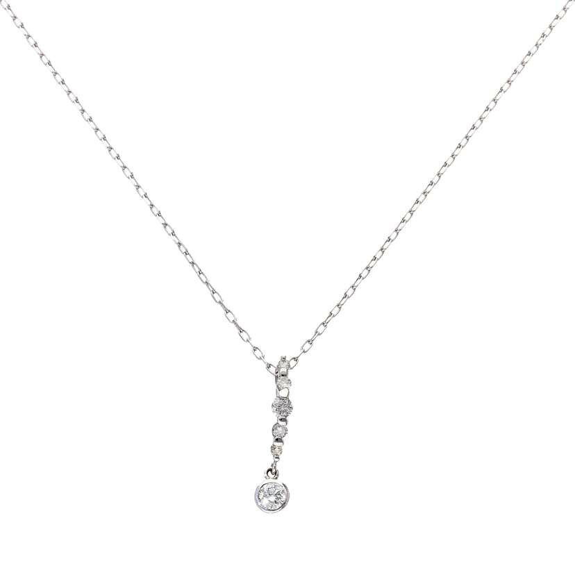 K18WGダイヤネックレス0.10/0.11ct/Aランク/63【中古】