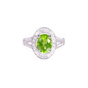 ◎K18WGペリドット ダイヤリング1.82/D0.23ct/Aランク/59【中古】