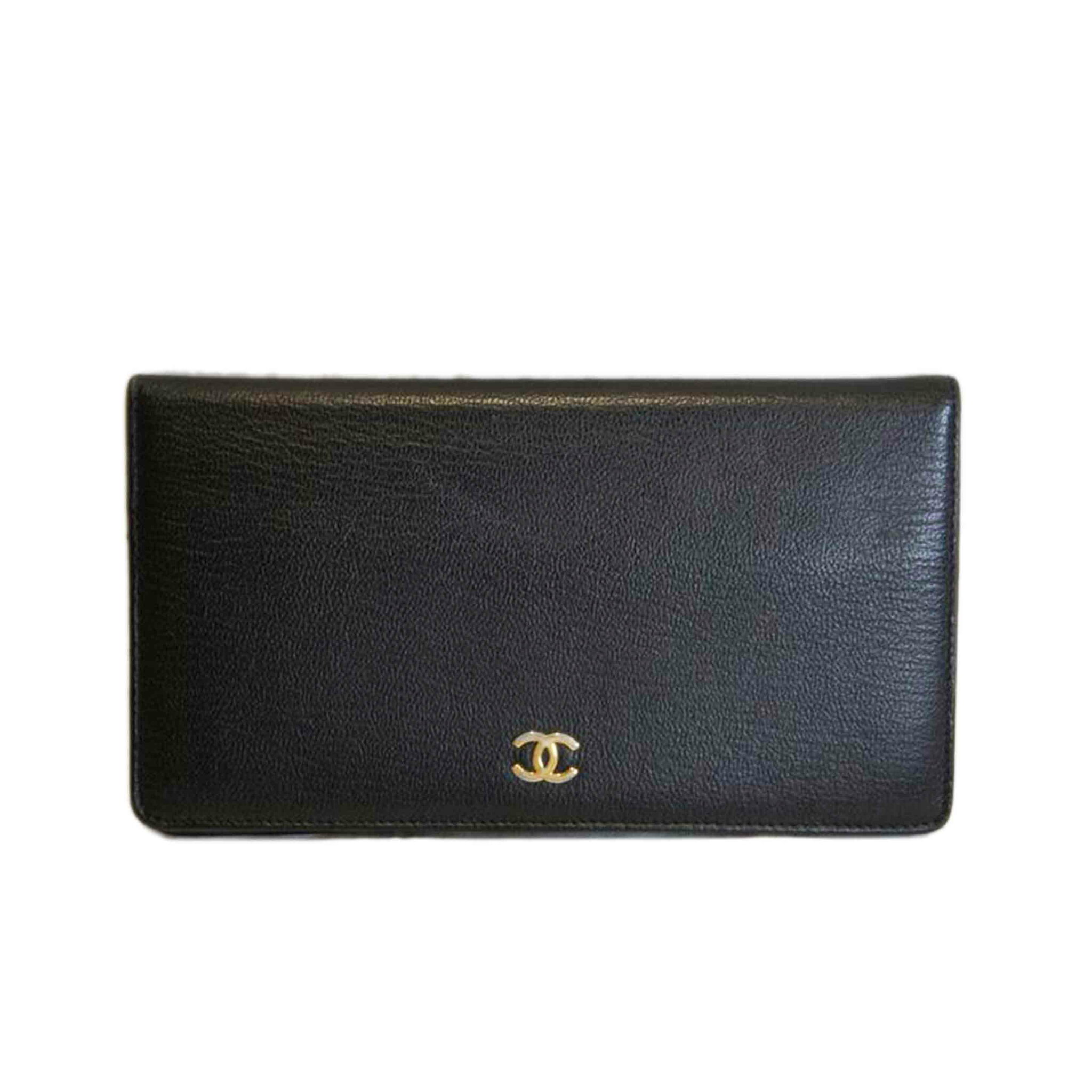 CHANEL シャネル/レザーロングウォレットブラック/600****/ABランク/92【中古】