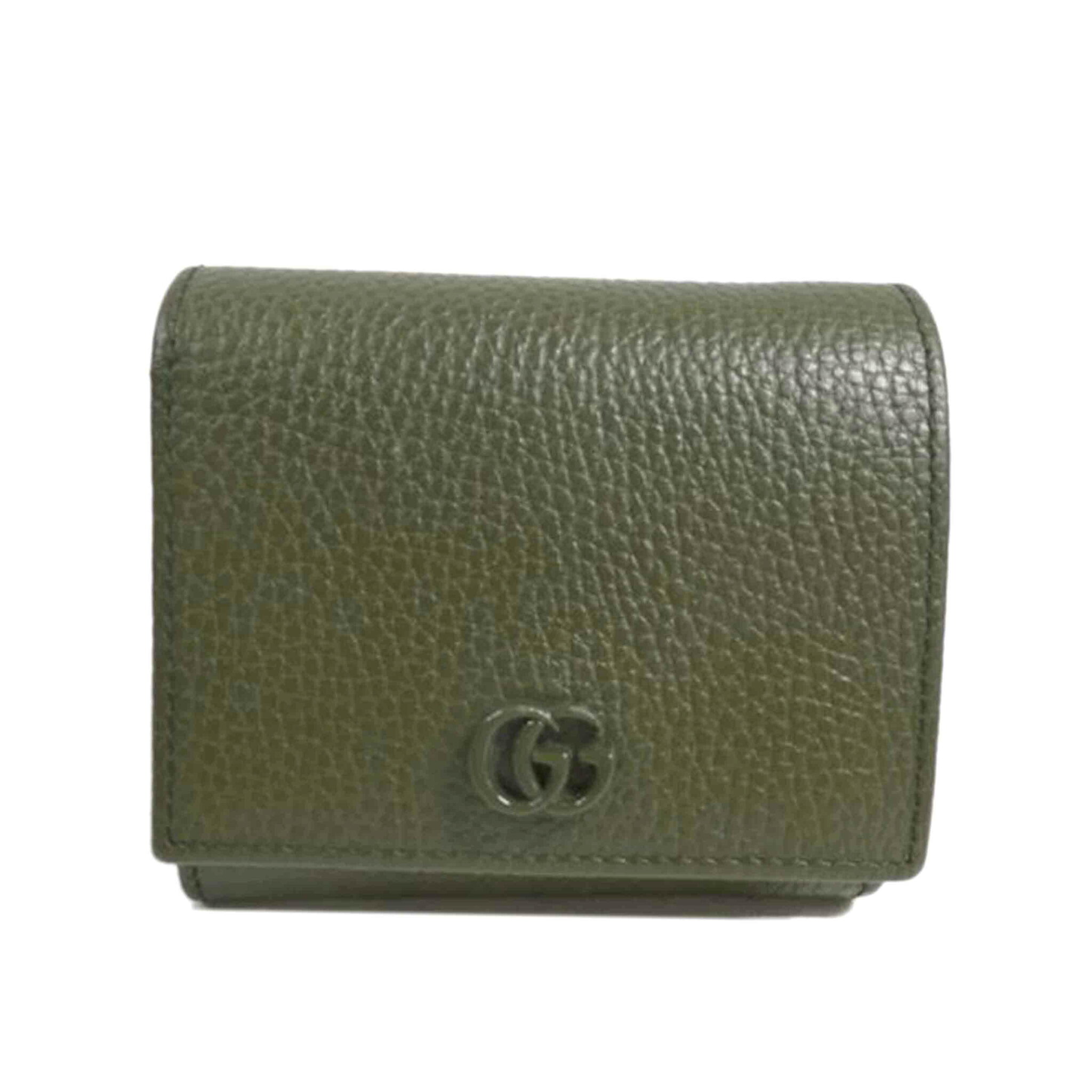 GUCCI グッチ/GGマーモント/ダブルG/ミディアムウォレット/緑/598587/493***/ABランク/84【中古】