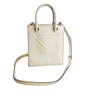 PRADA プラダ/スムースレザーエンボスロゴ2WAYホワイト/1BA333 /272*/Aランク/92【中古】