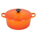 LE CREUSET ル クルーゼ /シグニチャー ココット ロンド 22cm オレンジ/25001 22 09 02491/ABランク/70【中古】