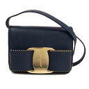 Ferragamo フェラガモ/ヴァラリボン ショルダーバック/ レザー/ネイビー/ABランク/82【中古】