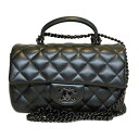 CHANEL シャネル/トップハンドルマトラッセ2WAYラムスキンブラックBKメタル金具/AS2431/NP9*****/SAランク/92【中古】