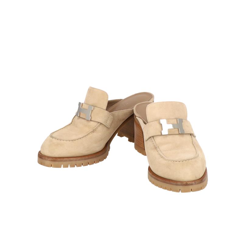 HERMES エルメス/フロール60/ミュール/シェーヴル・ベロア/ベージュ/ABランク/91【中古】