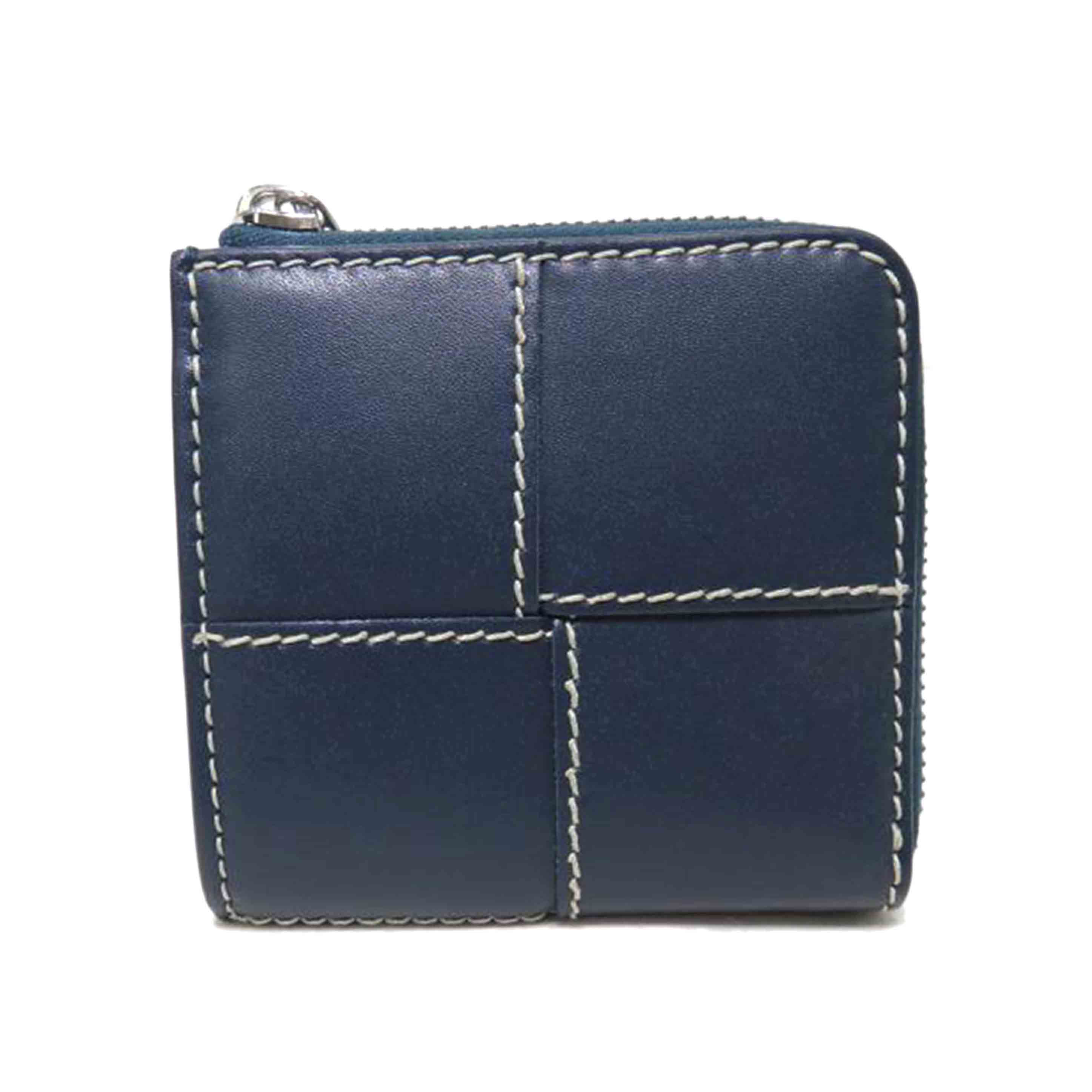 BOTTEGA VENETA ボッテガヴェネタ/カセットスクエア/コンパクトジップアラウンドウォレット/ディープブルー/ナチュラル/765782V39K2333...