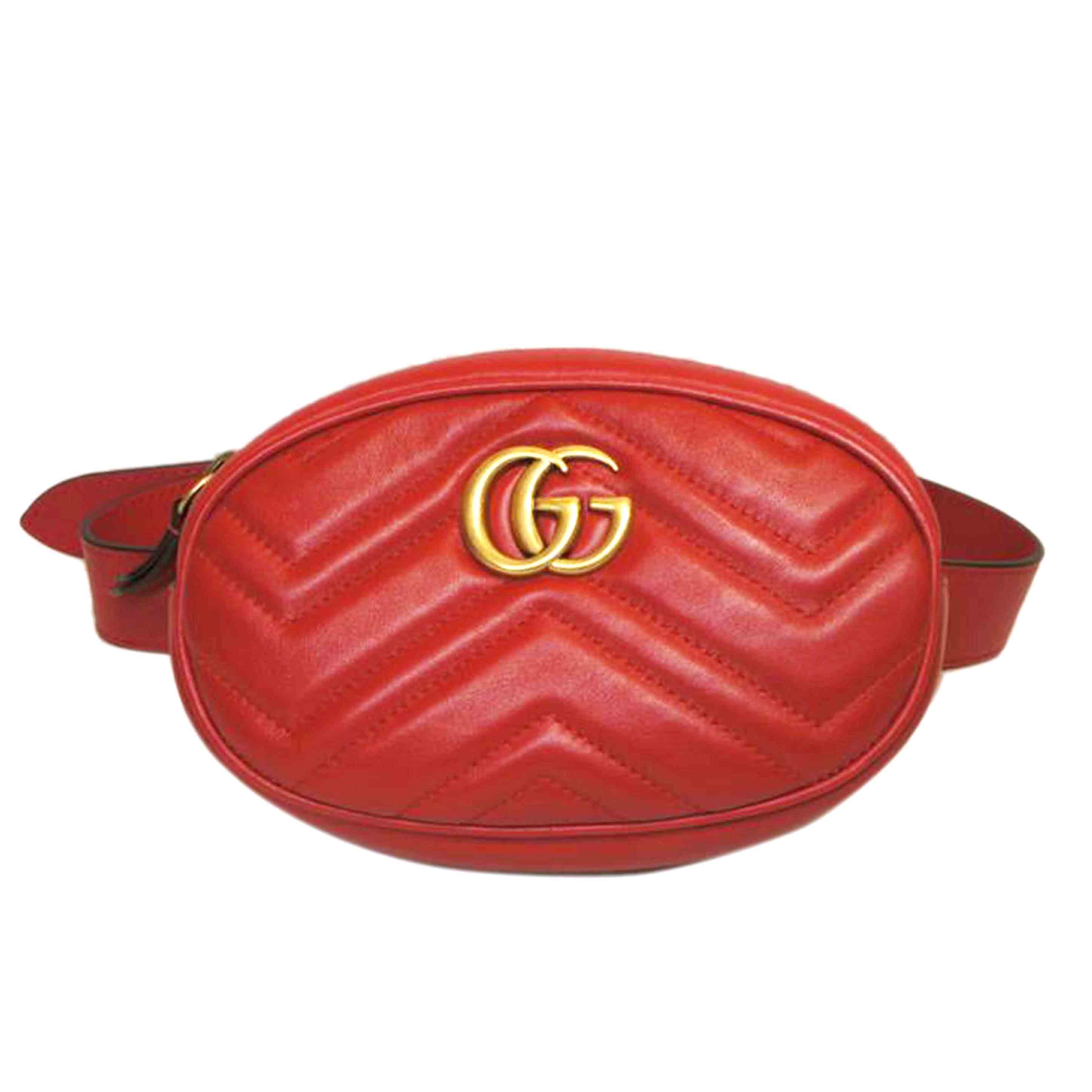 GUCCI グッチ/GGマーモントキルティングウェストバッグレッド/476434/493***/Aランク/92【中古】