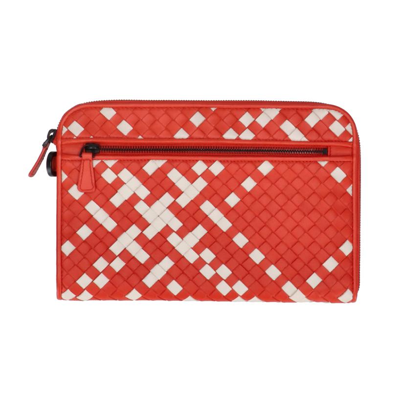 VOTTEGA VENETA ボッテガヴェネタ/クラッチバッグ イントレチャート/オレンジ×ホワイト/B07834363E/ABランク/01【中古】