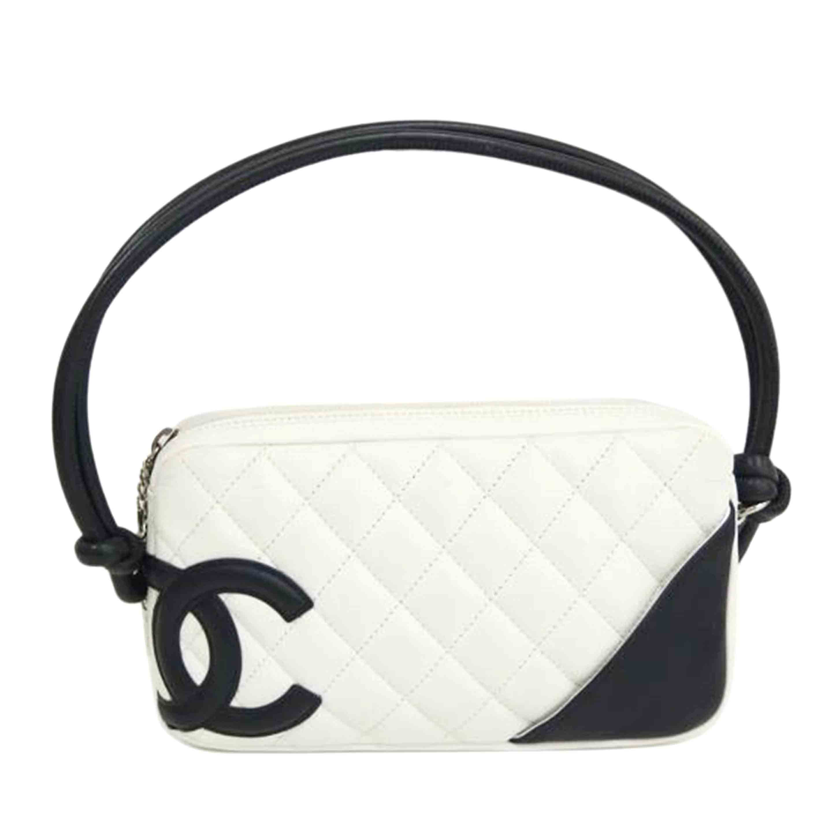 CHANEL シャネル/カンボンラインミニポーチ/白/黒/889****/ABランク/82【中古】