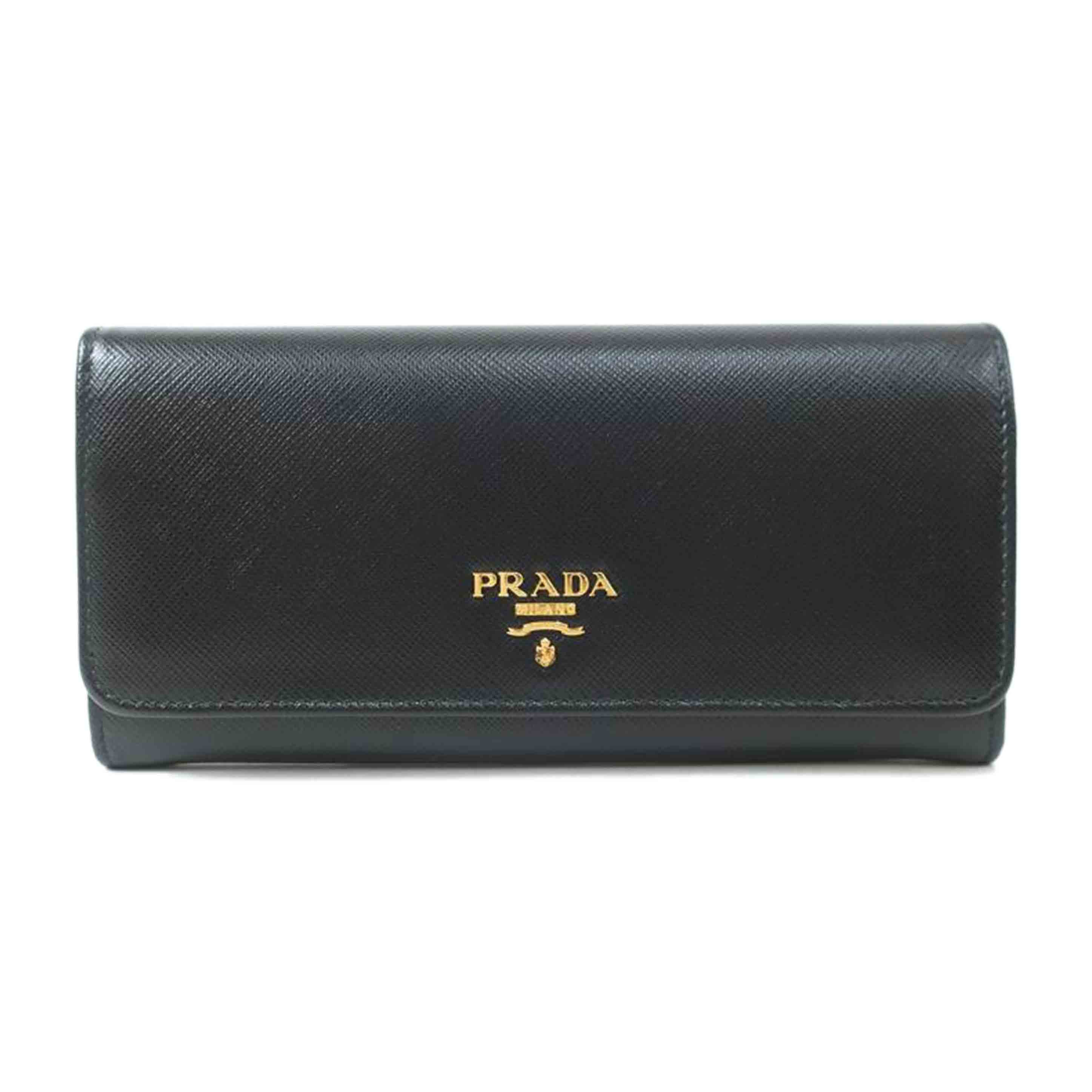 PRADA/サフィアーノ Wホック長財布 ブラック/1MH132/Sランク/65【中古】