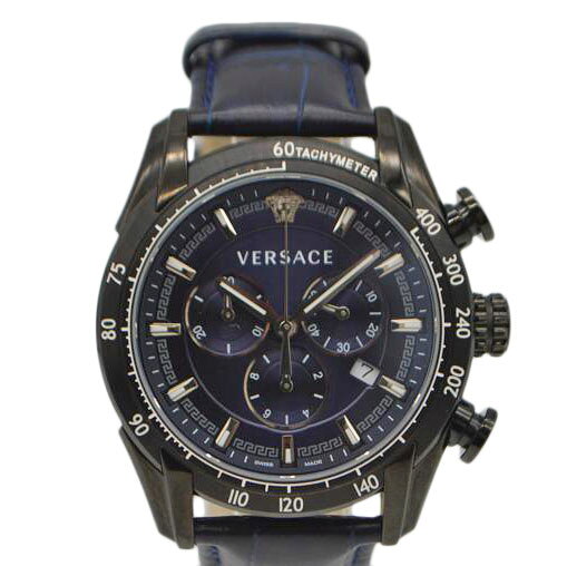 VERSACE ヴェルサーチ/V−レイクロノグラフクォーツデイト/ネイビー文字盤/VEDB00418/121*********/Aランク/89【中古】