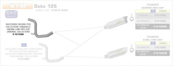 ARROW / アロー KTM DUKE 125 '11 ステンレス ミッドパイプ + オリジナルコレクター | 51010MI