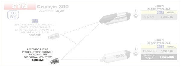 ARROW / アロー SYM CRUISYM 300 '17 ステンレス リンクパイプ + オリジナルコレクター | 53069MI