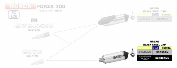 ARROW / アロー HONDA FORZA 300 '18 Eマーク証 アルミニウムダーク URBAN サイレンサー ブラックス | 53530ANN