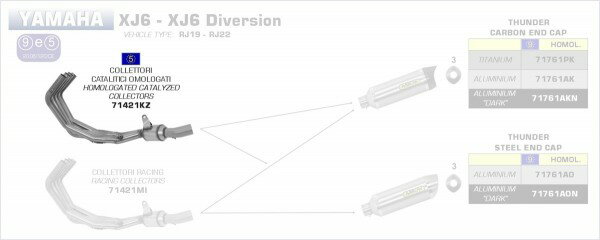 ARROW / アロー YAMAHA XJ6 '09-10 / XJ6 DIVERSION '10 4:2:1 ステンレス Eマーク証 キャタライザー コレ | 71421KZ
