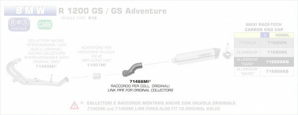 ARROW / アロー BMW R 1200 GS '10/12 スチール ミッドパイプ | 71466MI