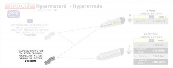 ARROW / アロー DUCATI HYPERSTRADA '13 スチール リンクパイプ オリジナルコレクター用 | 71490MI