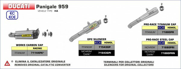 ARROW /  DUCATI 959 PANIGALE Eޡ ˥ DARK GP2 󥵡 + ƥ쥹  | 71543GPI