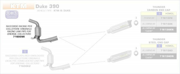 ARROW / アロー KTM DUKE 390 '13 ステンレス リンクパイプ | 71600MI