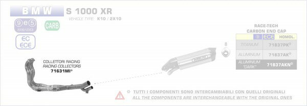 ARROW / アロー BMW S 1000 XR '15 ステンレス RACING コレクター | 71631MI
