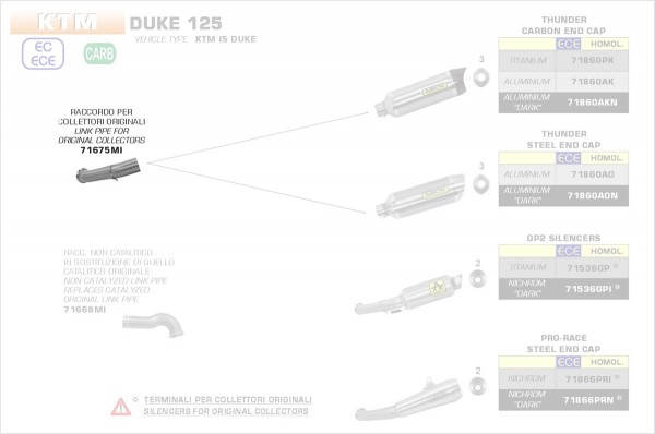 ARROW / アロー KTM DUKE 125 '17 ステンレス リンクパイプ | 71675MI