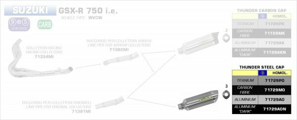 ARROW / アロー SUZUKI GSX-R 600/750 '08-10 アルミニウム Eマーク証 サンダーサイレンサー ARROW ミッ | 71729AO