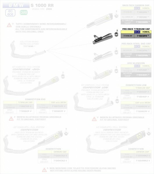 ARROW / アロー BMW S1000Rr 2019- Pro-Race チタン エキゾースト (Eマーク) ウェルデッドリンクパイプ | 71903PR