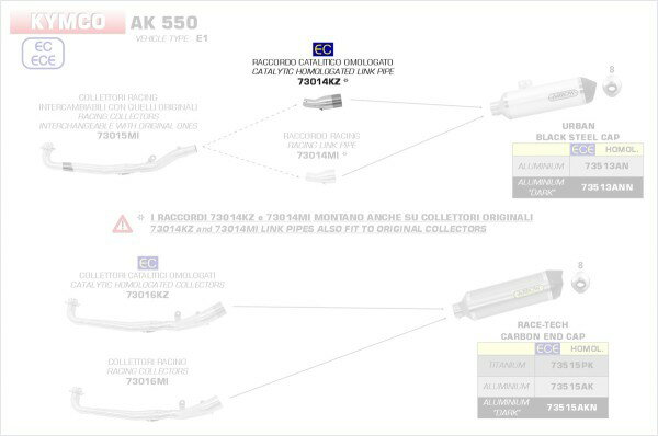 ARROW / アロー KYMCO AK 550 '17 ステンレス リンクパイプ キャタライザー付 FOR URBAN サイレンサー + | 73014KZ