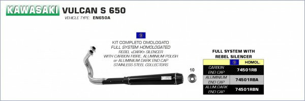 Arrow Street Full System Aluminum Dark Lead エンドキャップ、エンドキャップ Aluminium Dark、E9ホモログ、DBキラーが含まれてい | 74501RBN