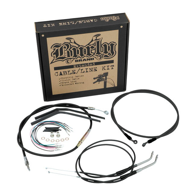 BURLY apehanger cable/line kit 12"- black | 587717
