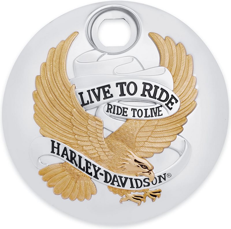 ハーレーダビッドソン フュエルタンクコンソールドア 08年以降 Live To Ride ゴールド | 61335-09A
