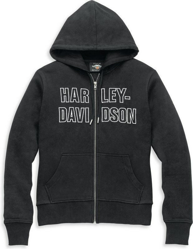 Harley-Davidson Font Embroidered Hoodie For Women- Black Beauty | 96086-22VW