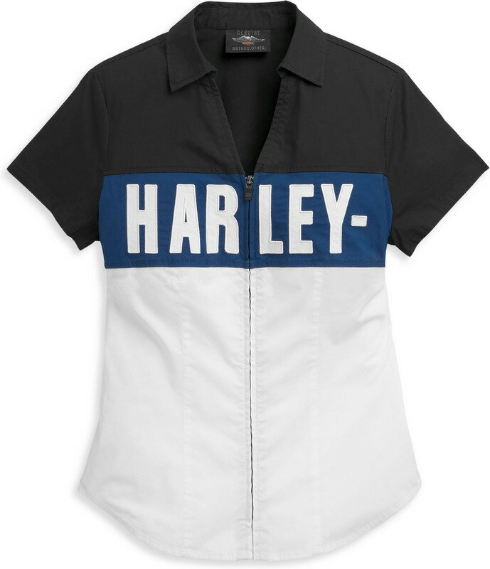 Harley-Davidson Block Letter Zip Front Woven For Women- Colorblock Design | 96385-21VW