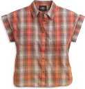 Harley-Davidson Circle Graphic Plaid Cap Sleeve Shirt For Women- Plaid | 96481-2...