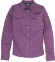 Harley-Davidson Women'S Script Font Solid Soft Twill Shirt- Hortensia | 96122-22VW